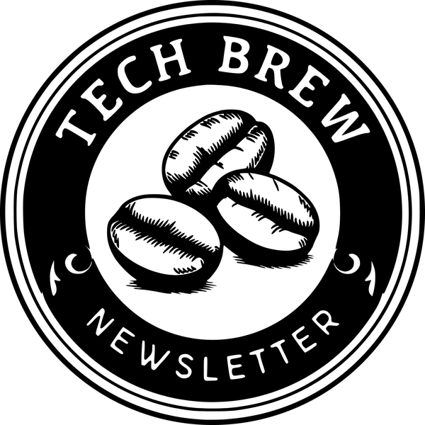 The Weekly Tech Brew newsletter logo: three coffee beans inside a Tech Brew badge